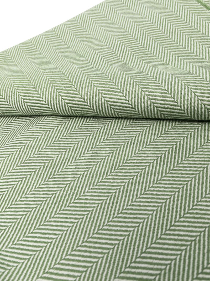 Green Herringbone Wool Throw