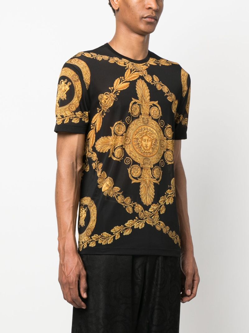 Black Medusa Motif Short Sleeve T-shirt