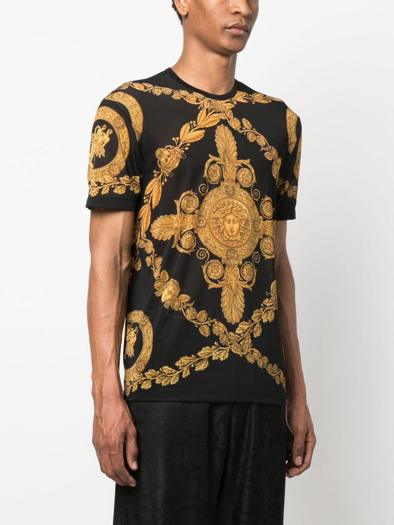 Black Medusa Motif Short Sleeve T-shirt