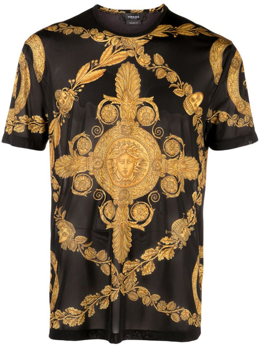 Black Medusa Motif Short Sleeve T-shirt