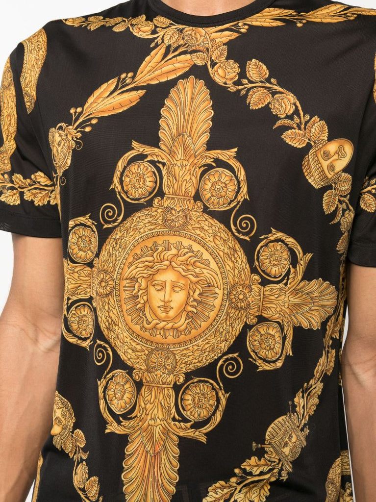 Black Medusa Motif Short Sleeve T-shirt