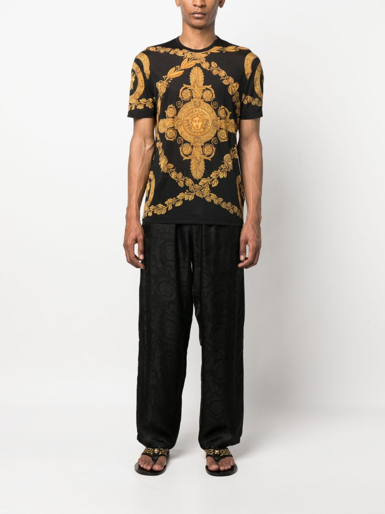 Black Medusa Motif Short Sleeve T-shirt