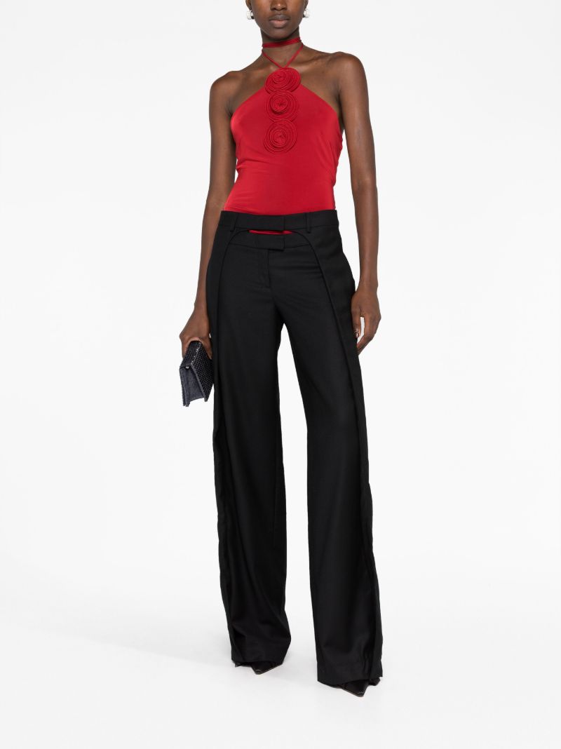 Red Floral Applique Halterneck Top