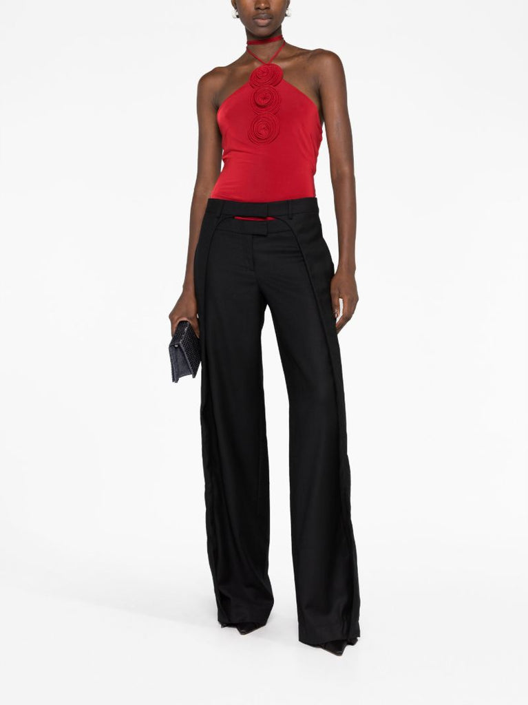 Red Floral Applique Halterneck Top