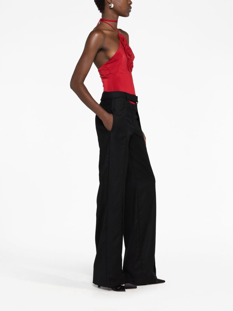Red Floral Applique Halterneck Top