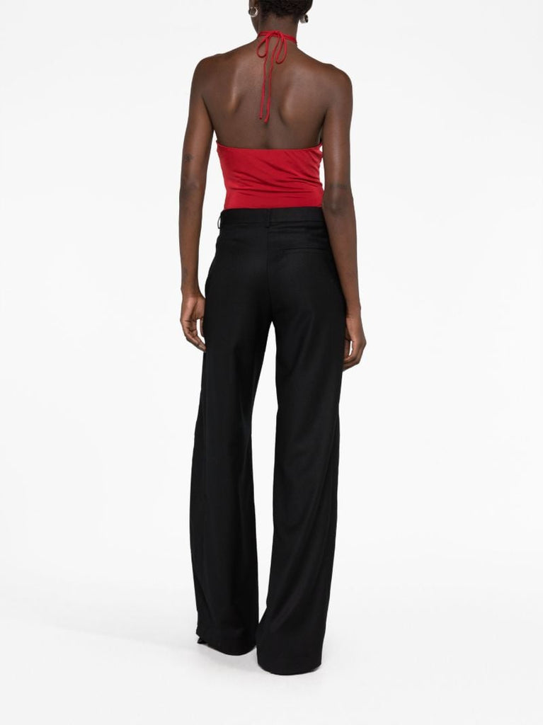 Red Floral Applique Halterneck Top