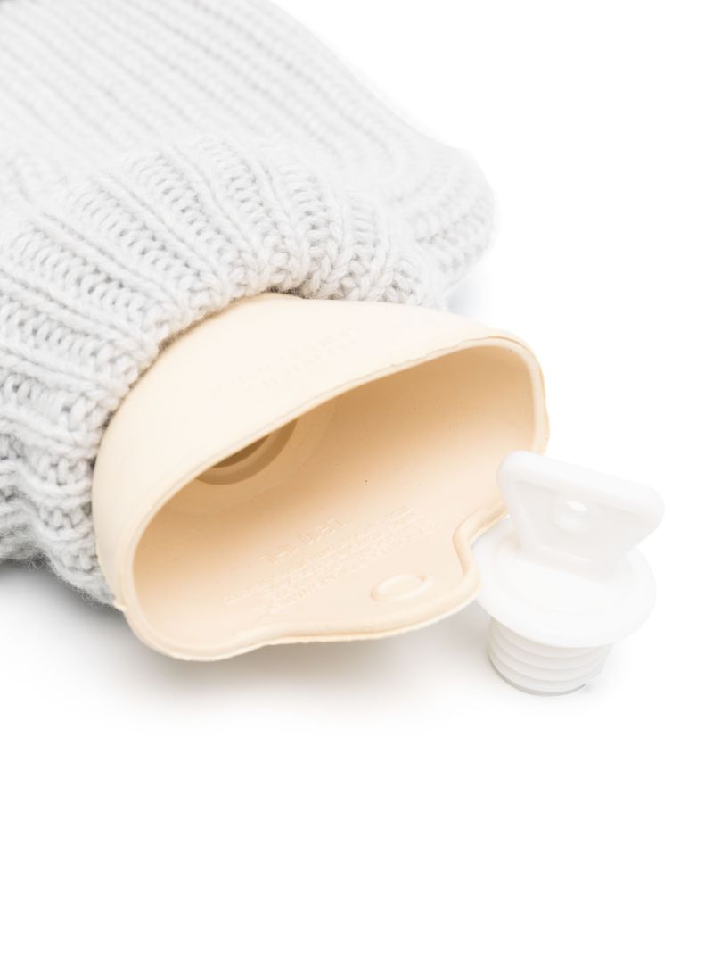 Grey Ribbed Cashmere Hot Water Bottle