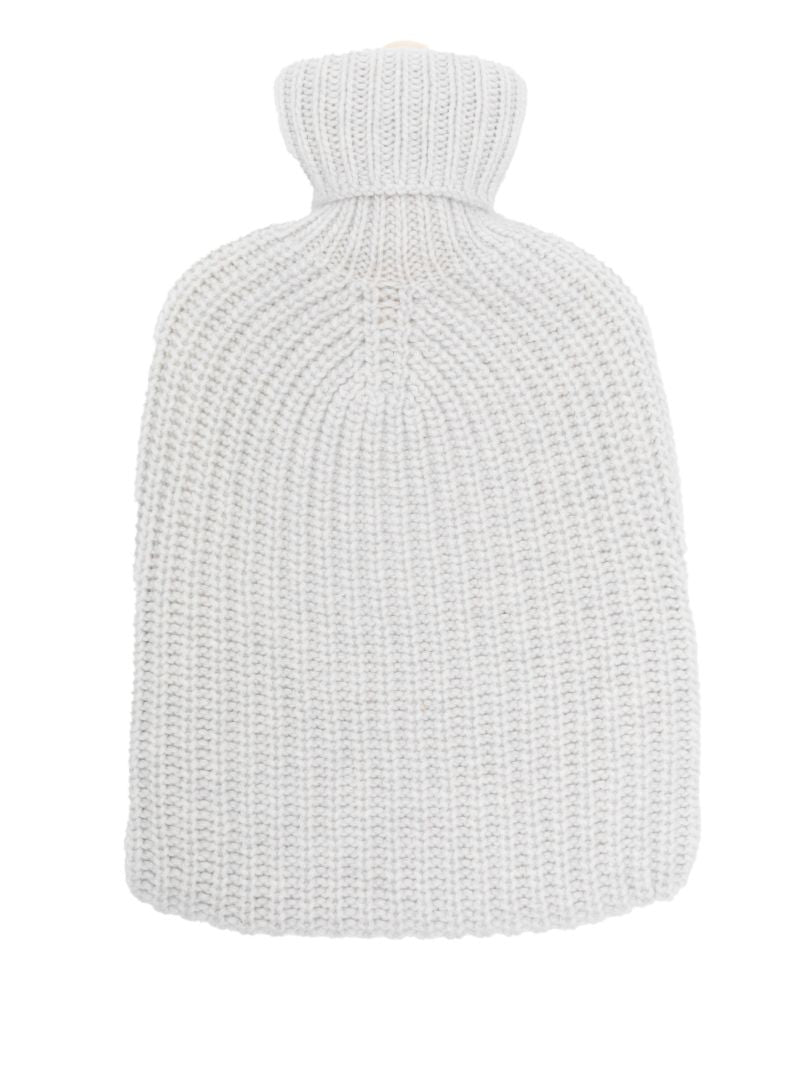 Grey Ribbed Cashmere Hot Water Bottle