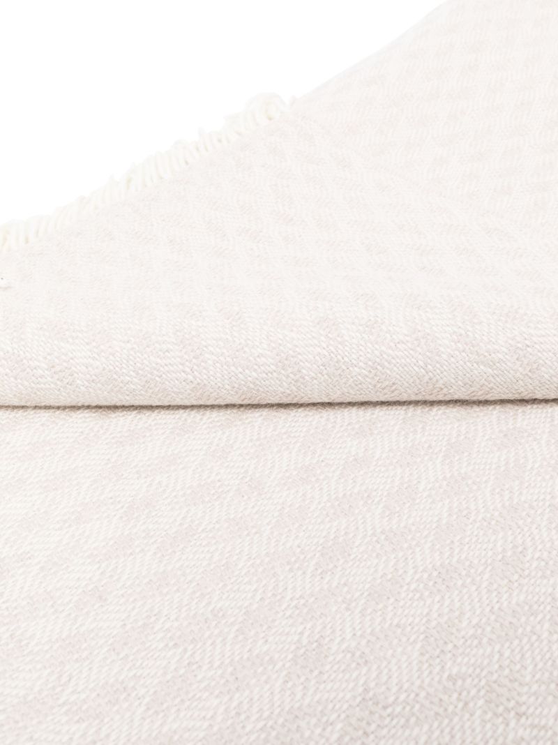 Neutral Weave Wool Fringed Throw