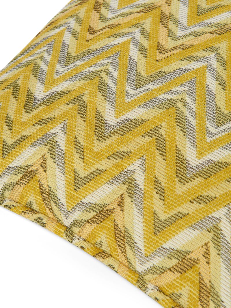 Yellow Bleached Zigzag Cushion