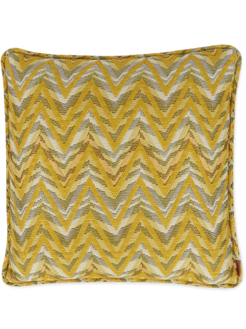 Yellow Bleached Zigzag Cushion