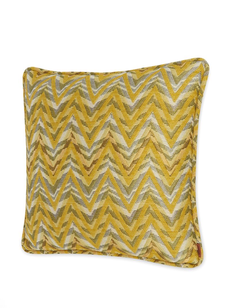 Yellow Bleached Zigzag Cushion