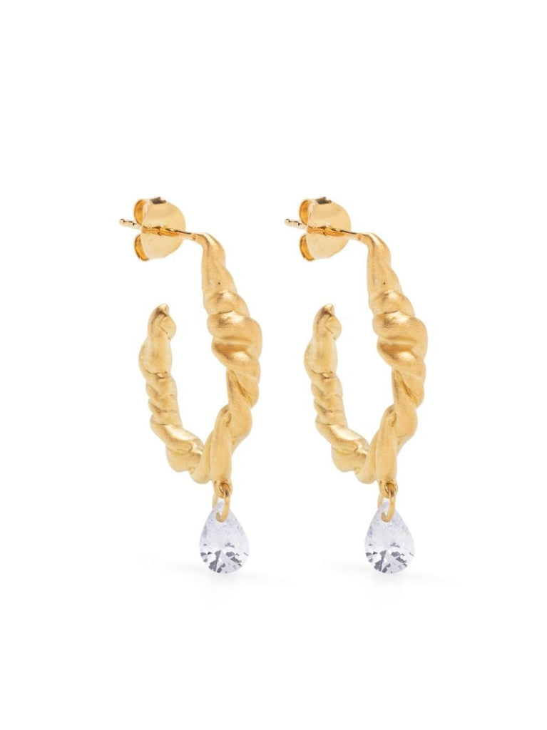 Gold Vermeil Rambling Crystal Hoop Earrings