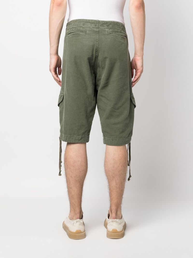 Green Drawstring Cargo Cotton Shorts
