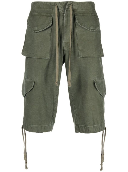 Green Drawstring Cargo Cotton Shorts