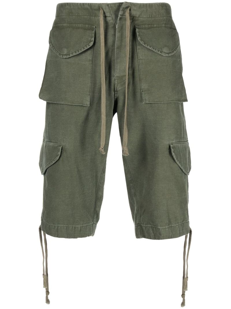 Green Drawstring Cargo Cotton Shorts