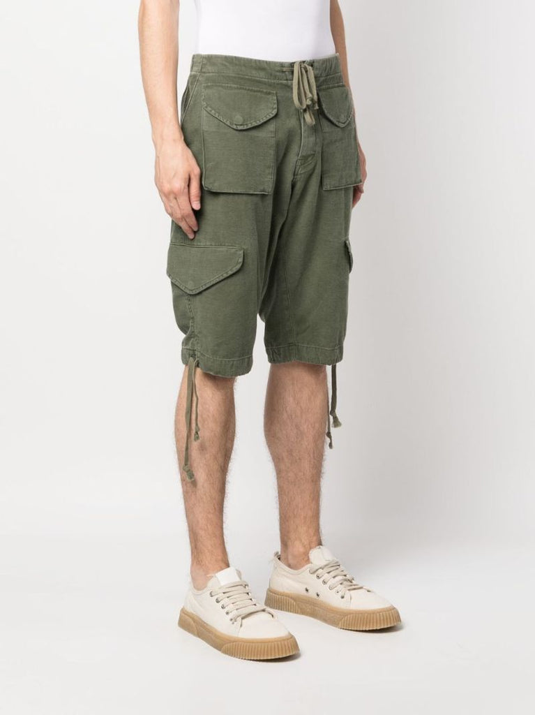 Green Drawstring Cargo Cotton Shorts
