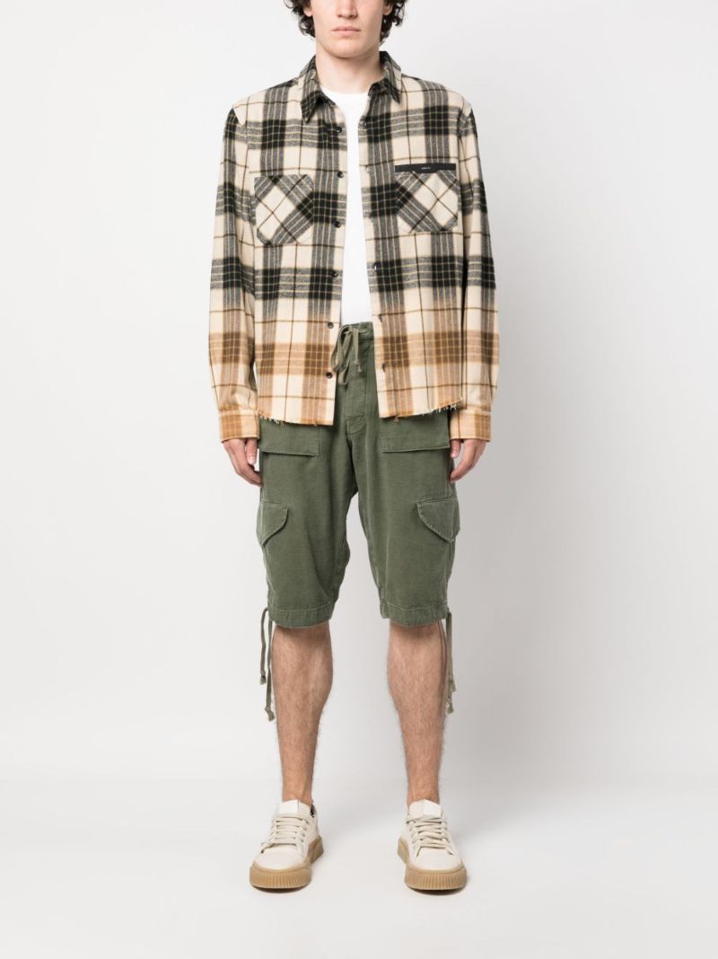 Green Drawstring Cargo Cotton Shorts