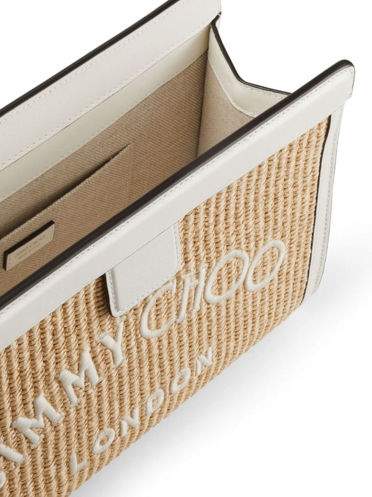 Beige Avenue Woven Raffia Clutch