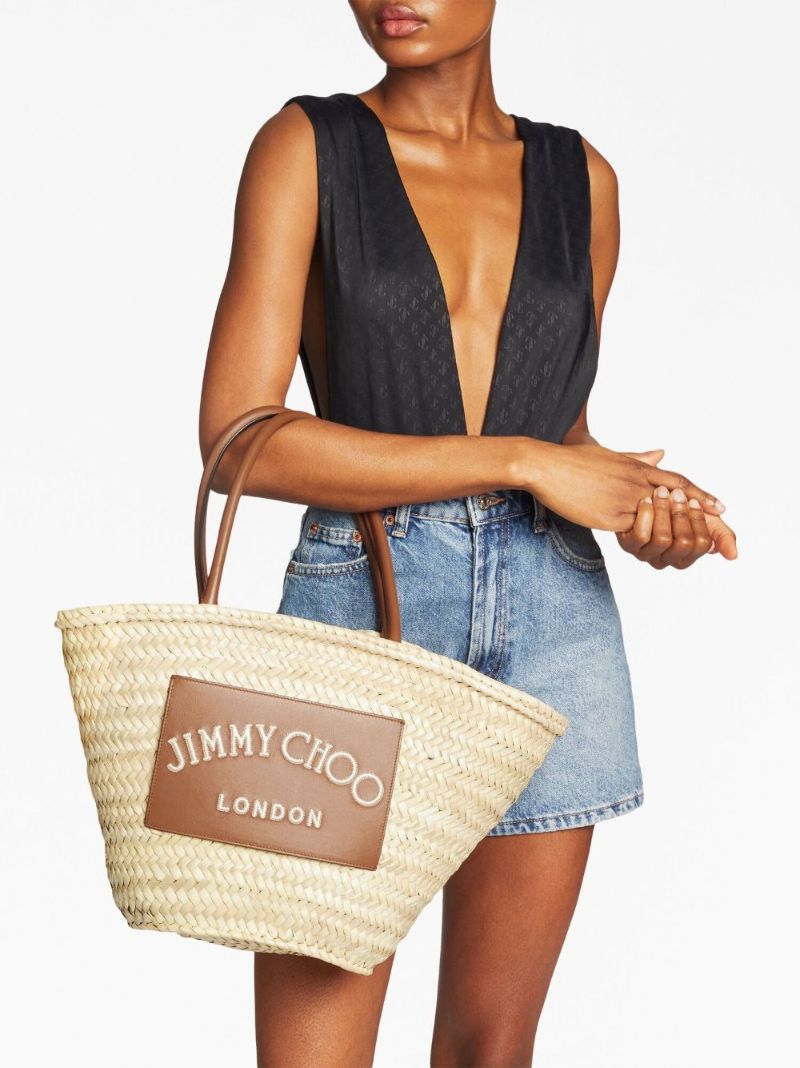 Neutral Beach Medium Woven Basket Bag