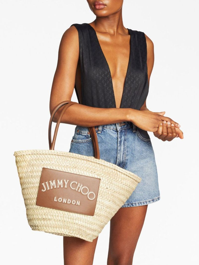 Neutral Beach Medium Woven Basket Bag