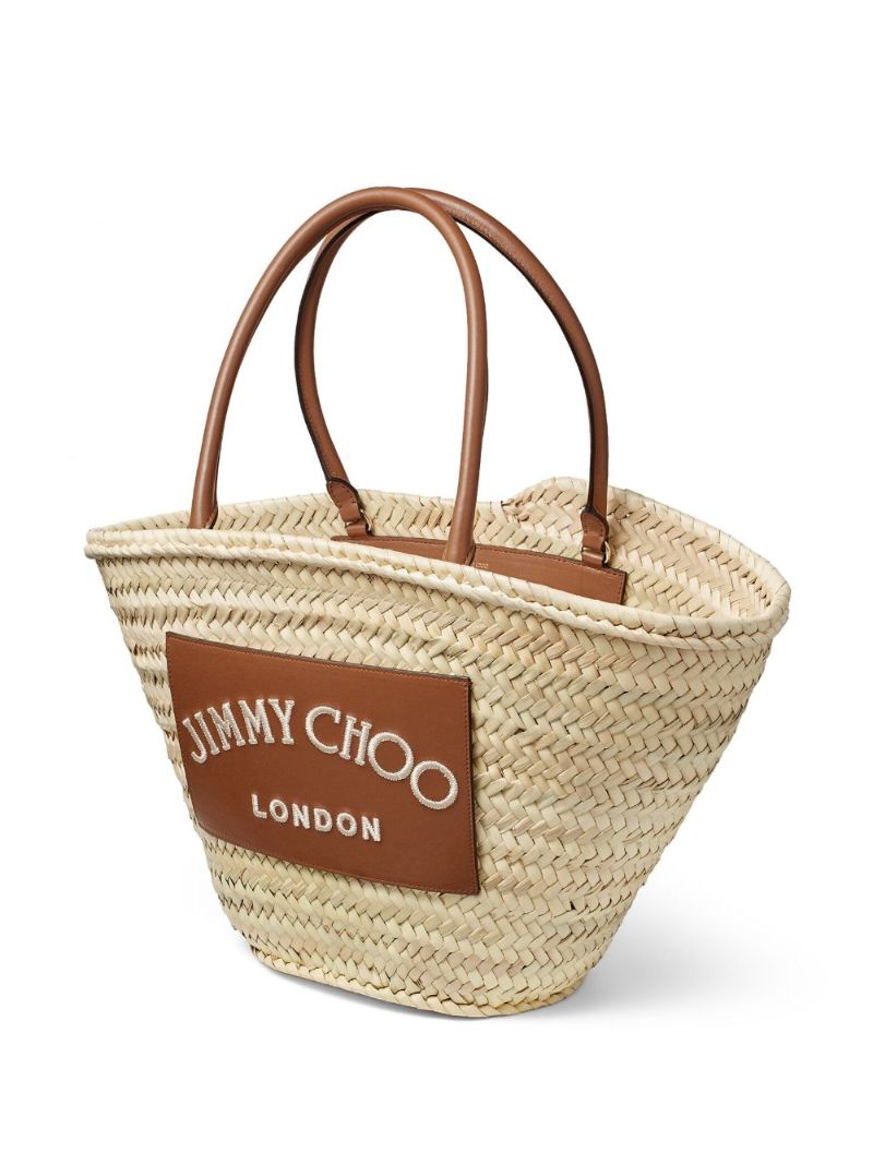 Neutral Beach Medium Woven Basket Bag