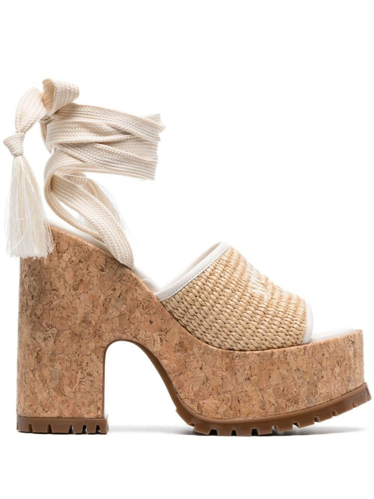 Neutral Gal 130 Raffia Platform Sandals