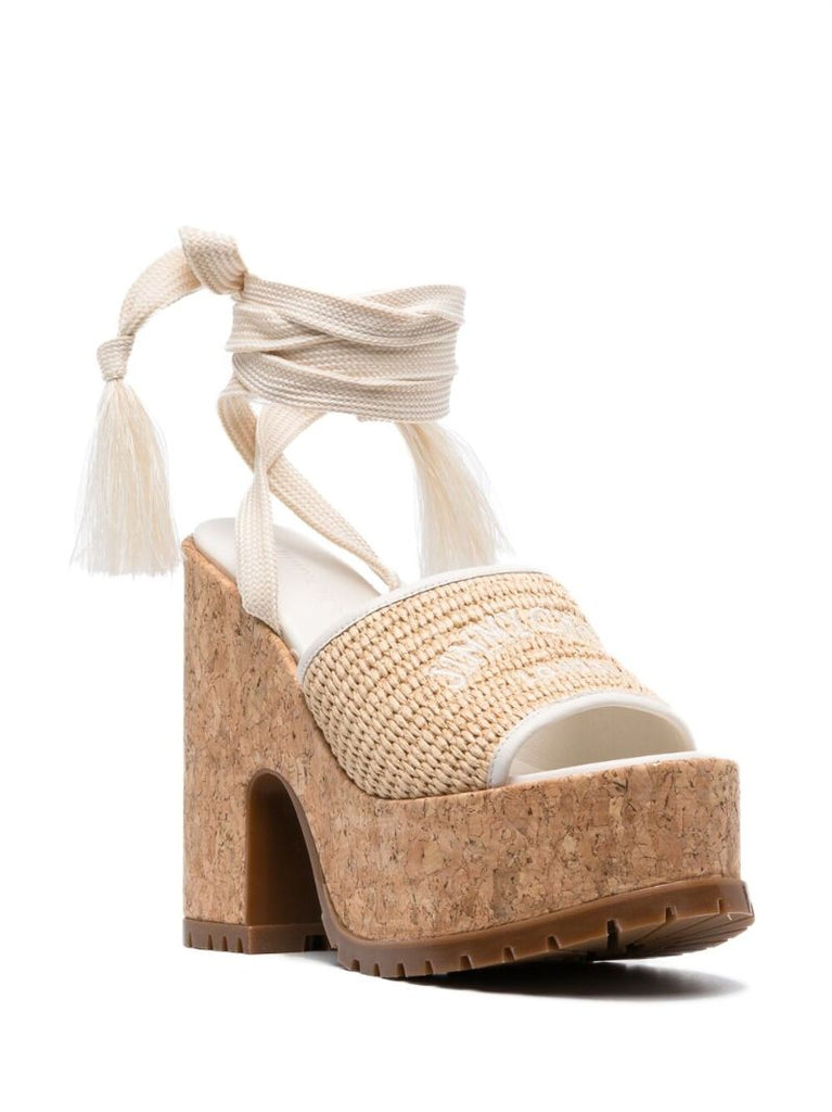 Neutral Gal 130 Raffia Platform Sandals
