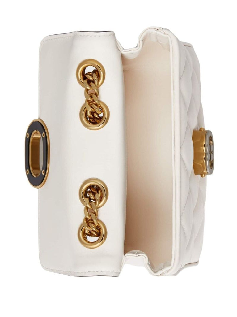 White Deco Quilted Logo Shoulder Bag