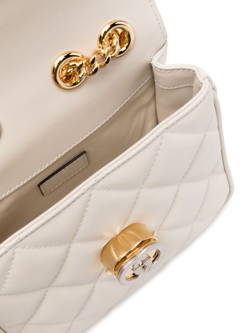 White Deco Quilted Logo Shoulder Bag