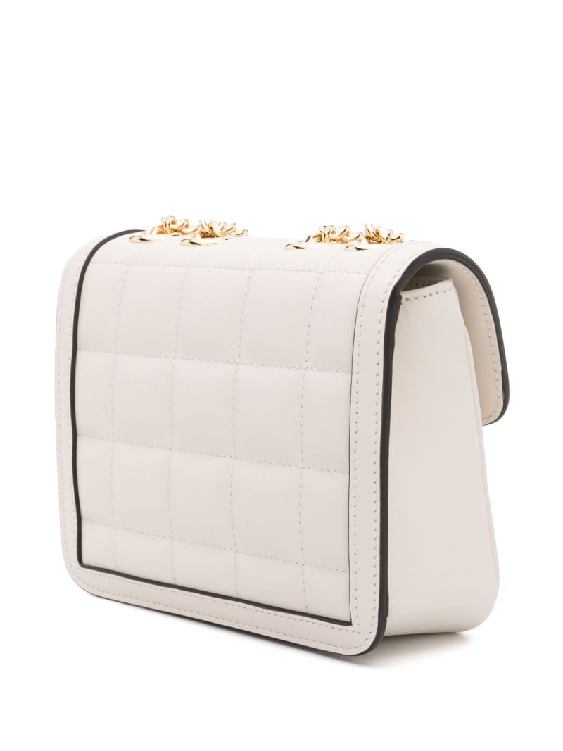 White Deco Quilted Logo Shoulder Bag