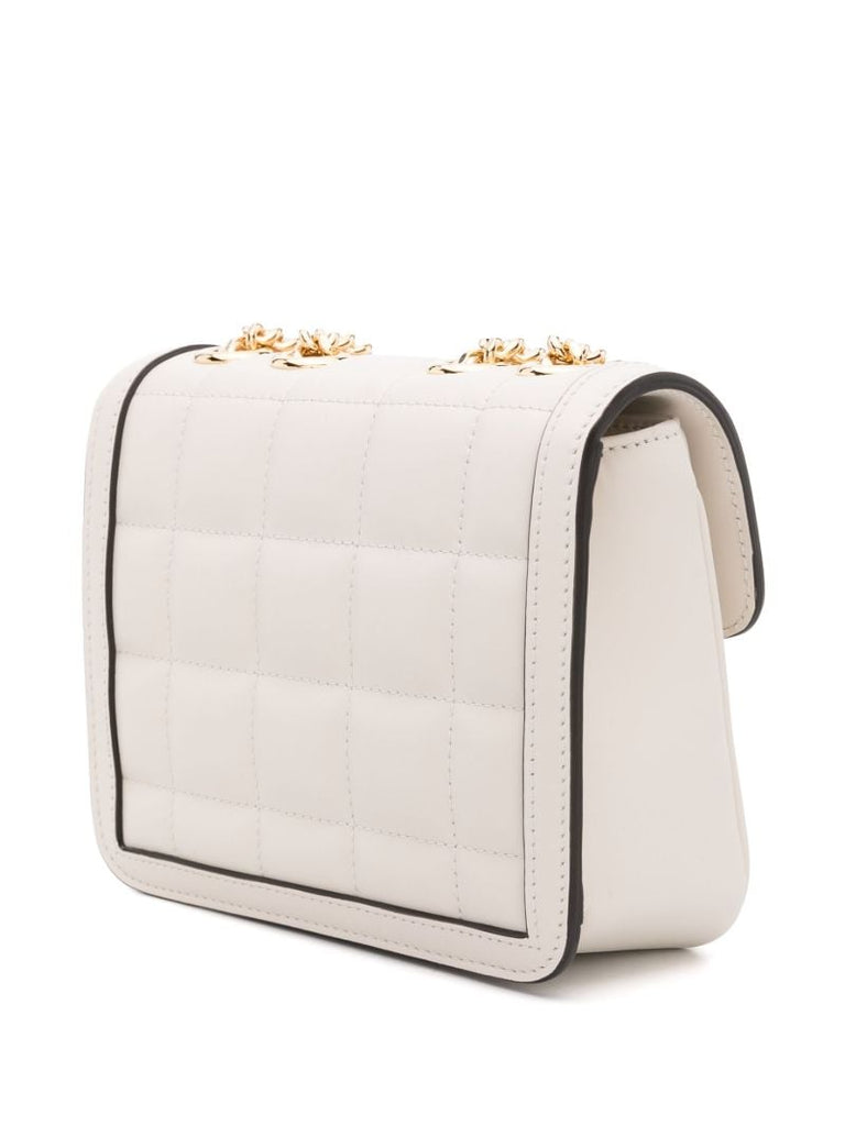 White Deco Quilted Logo Shoulder Bag