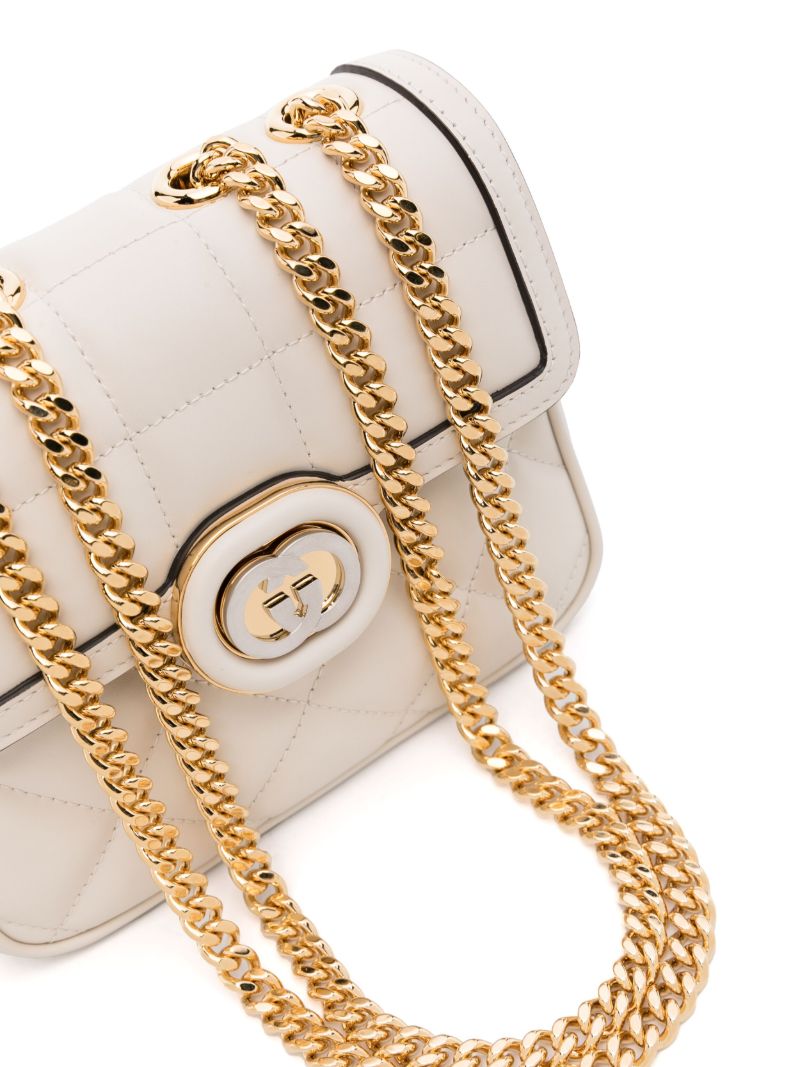 White Deco Quilted Logo Shoulder Bag