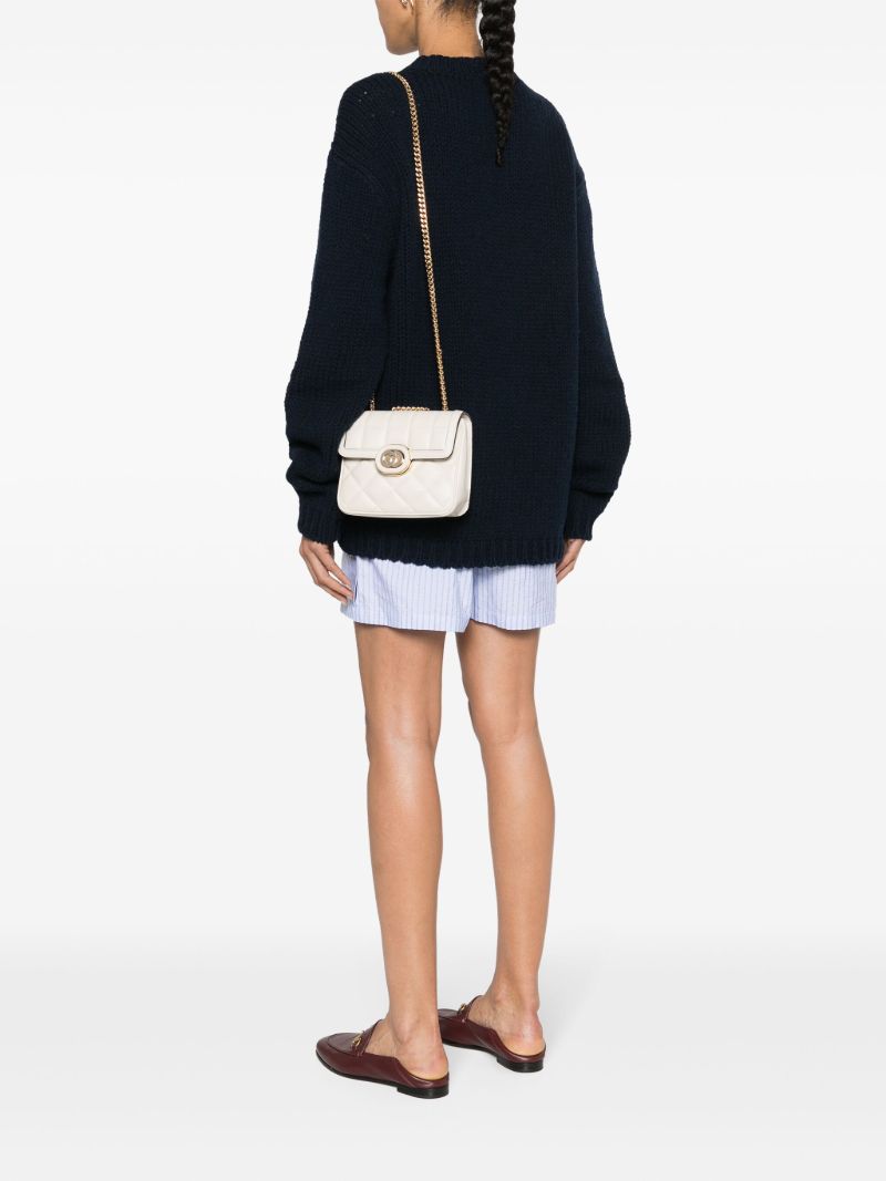 White Deco Quilted Logo Shoulder Bag