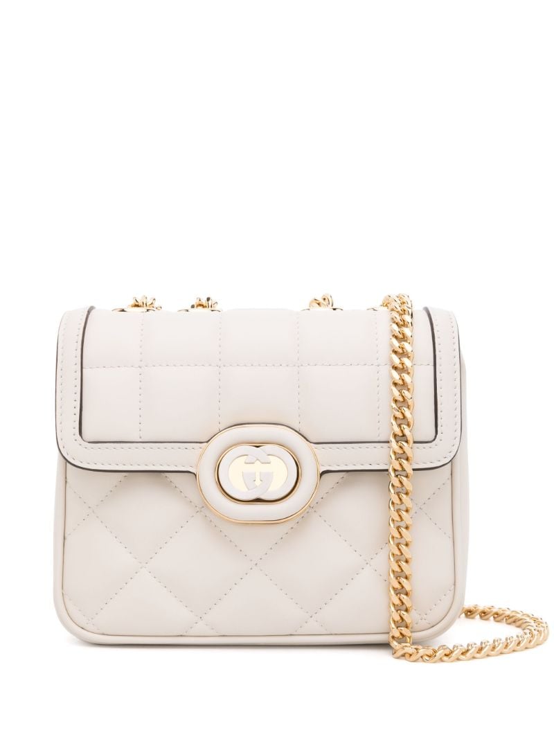 White Deco Quilted Logo Shoulder Bag