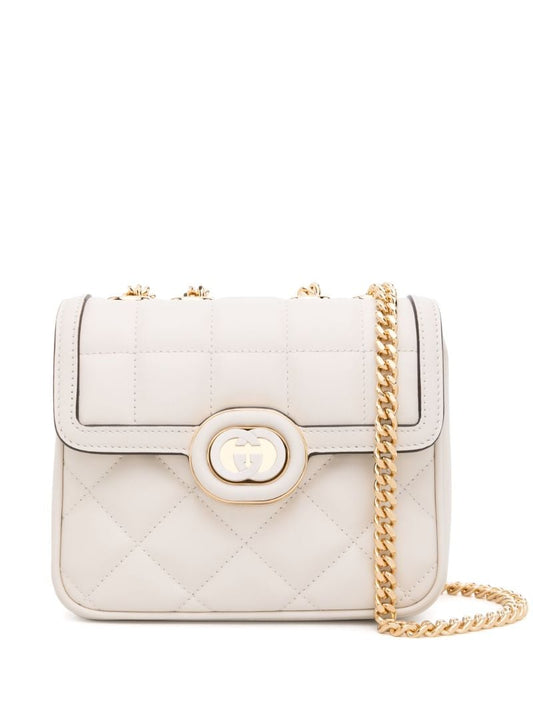 White Deco Quilted Logo Shoulder Bag