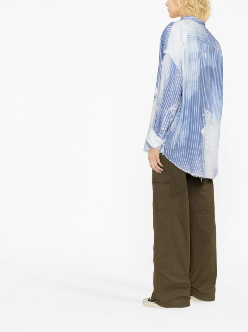 Blue Bleached Pinstripe Cotton Shirt