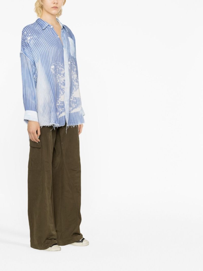 Blue Bleached Pinstripe Cotton Shirt