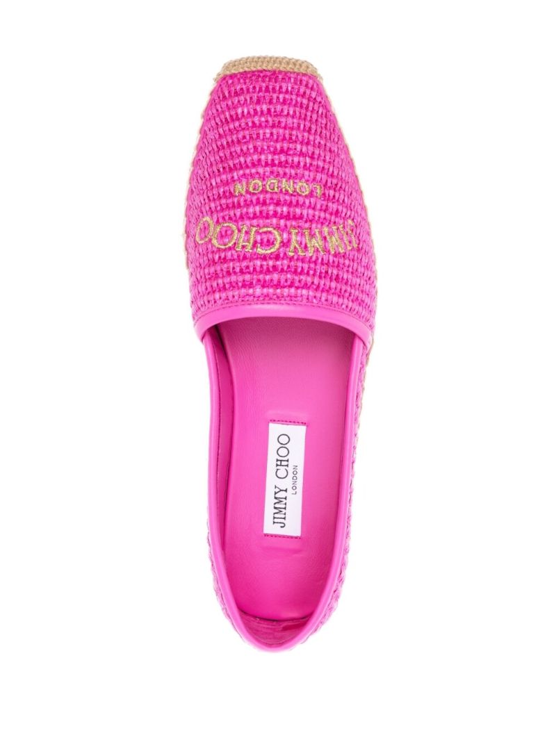 Pink Brie Raffia Flat Espadrilles