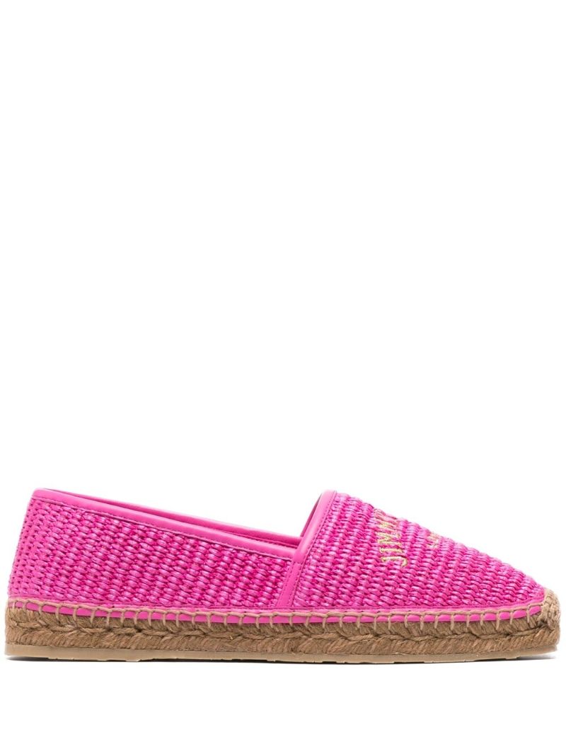 Pink Brie Raffia Flat Espadrilles