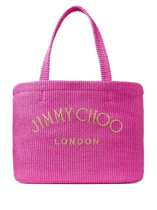 Pink Beach Woven Tote Bag