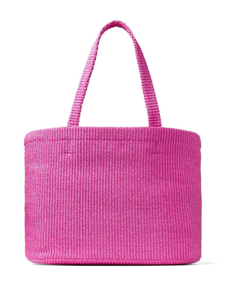Pink Beach Woven Tote Bag