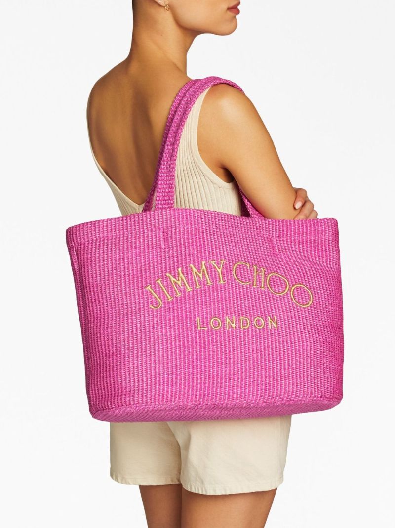 Pink Beach Woven Tote Bag