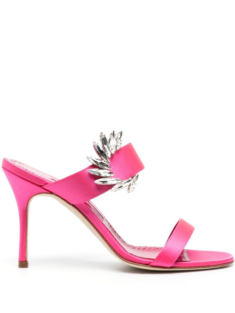 Pink Chivela  90 Satin Mule Sandals