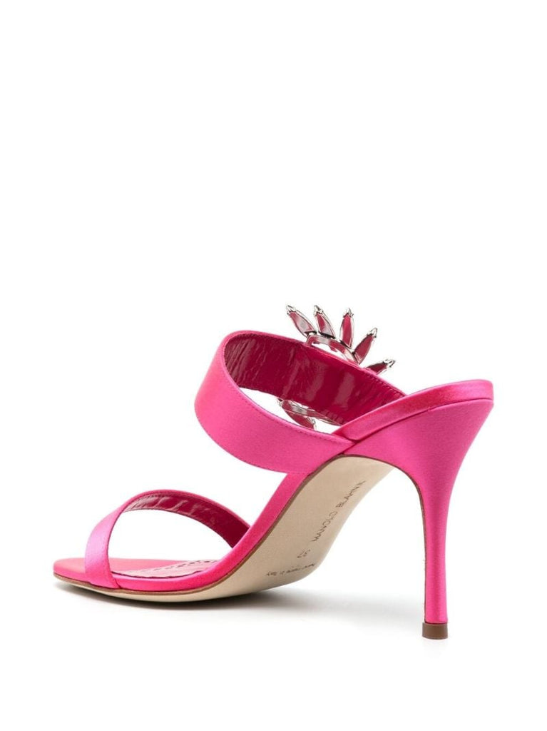 Pink Chivela  90 Satin Mule Sandals