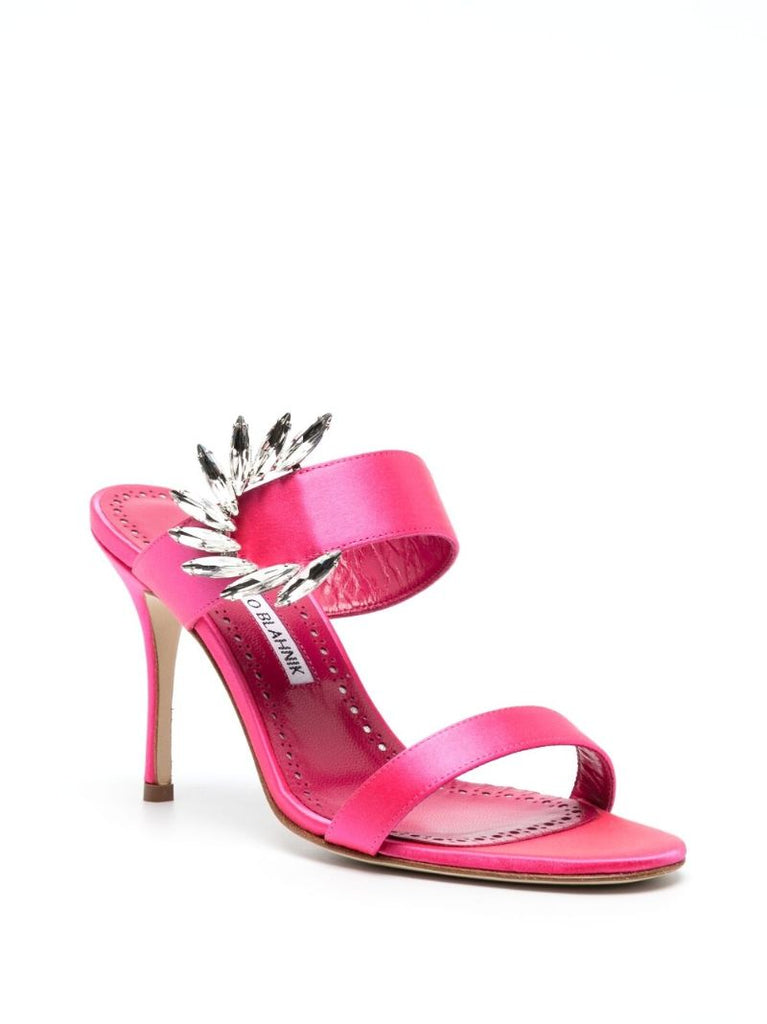 Pink Chivela  90 Satin Mule Sandals