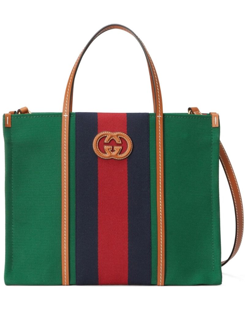 Green Logo Patch Tote Bag