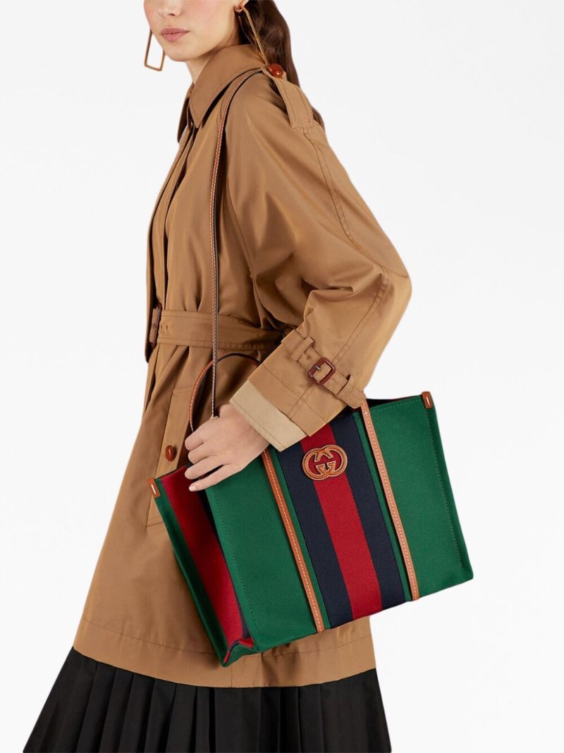 Green Logo Patch Tote Bag