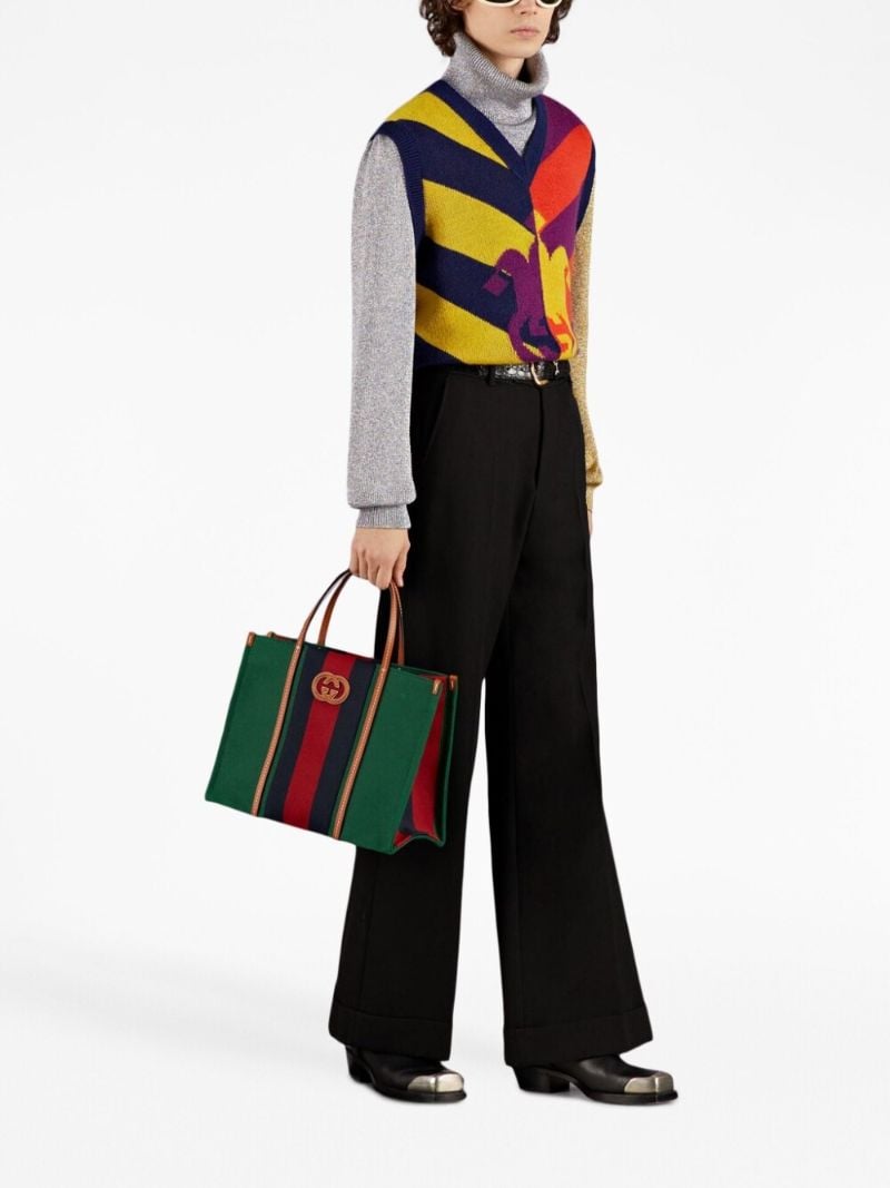Green Logo Patch Tote Bag