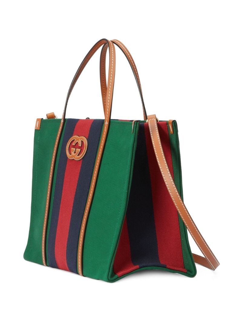 Green Logo Patch Tote Bag